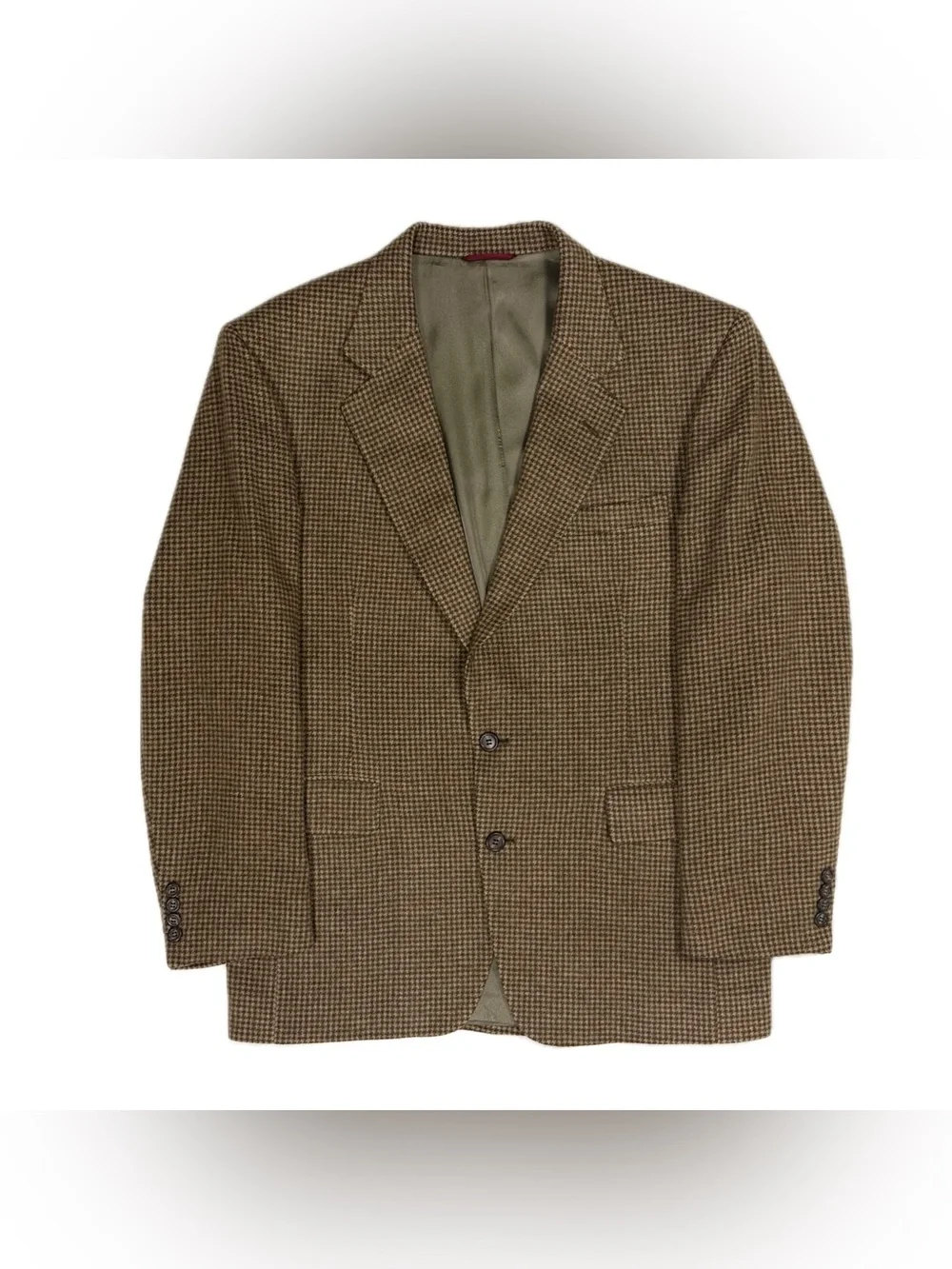 Vtg Jos A Bank Camel Hair Brown Tan Houndstooth Kent Blazer Sport Coat Men 41R‎
